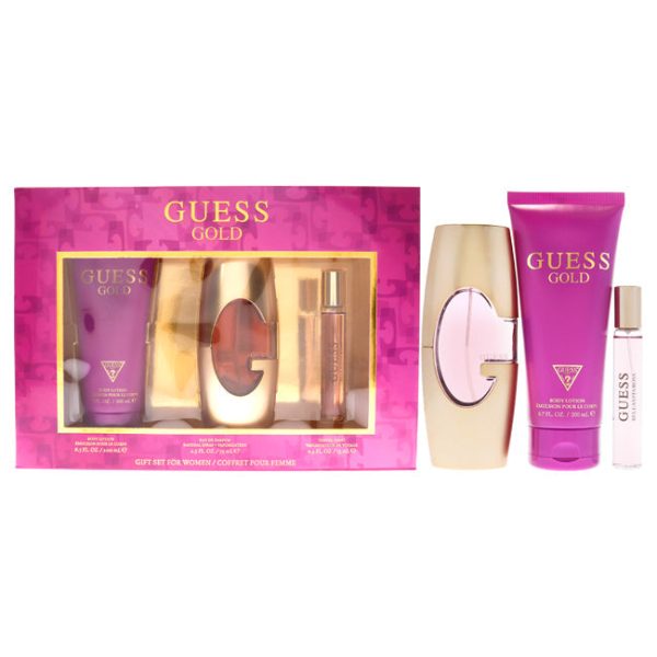 Guess Guess Gold by Guess for Women - 3 Pc Gift Set 2.5oz EDP Spray, 0.5oz Travel Spray, 6.7oz Body Lotion Supply