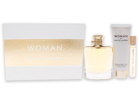 Ralph Lauren Woman by Ralph Lauren for Women - 3 Pc Gift Set 3.4oz EDP Spray, 0.34oz EDP Rollerball, 2.5oz Perfumed Body Lotion Online Hot Sale