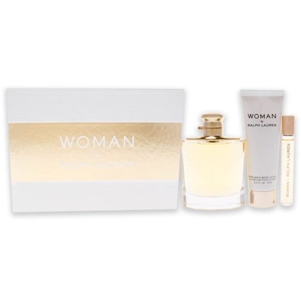 Ralph Lauren Woman by Ralph Lauren for Women - 3 Pc Gift Set 3.4oz EDP Spray, 0.34oz EDP Rollerball, 2.5oz Perfumed Body Lotion Online Hot Sale