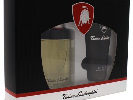 Tonino Lamborghini Invincibile by Tonino Lamborghini for Men - 3 Pc Gift Set 2.5oz EDT Spray, 5oz Shower Gel, 1 Pc Bag Sale