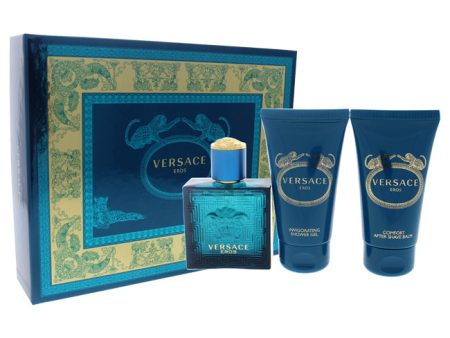 Versace Versace Eros by Versace for Men - 3 Pc Gift Set 1.7 oz EDT Spray, 1.7 oz Comfort After Shave Balm, 1.7 oz Invigorating Shower Gel Sale