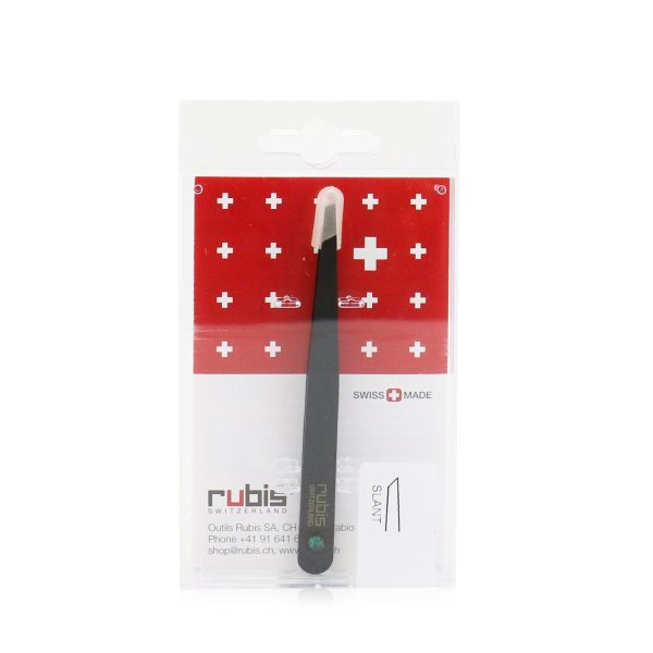 Rubis Tweezers Classic Swarovski - # Black With Emerald Swarovski Gem on Sale