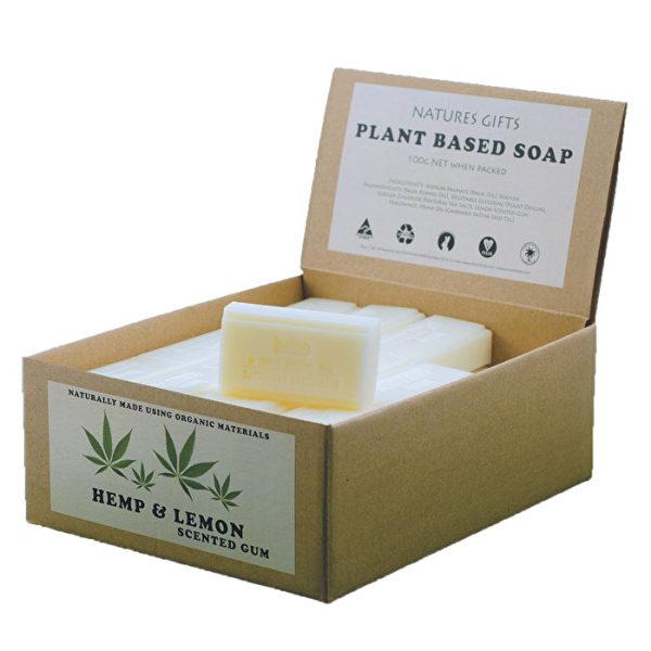 Clover Fields Natures Gifts Plant Based Soap Hemp & Lemon Scented Gum 100g x 36 Display Hot on Sale