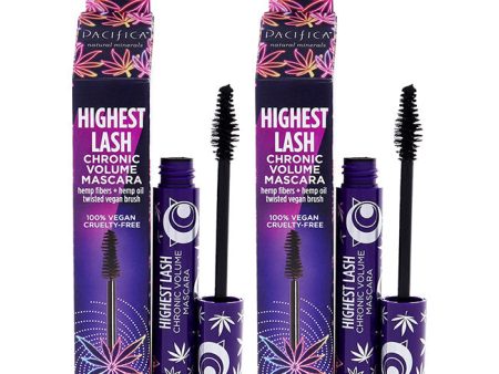 Pacifica Highest Lash Chronic Volume Mascara - Ultra Black by Pacifica for Women - 0.32 oz Mascara - Pack of 2 Cheap