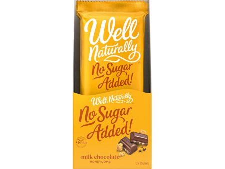 Well Naturally No Added Sugar Block Milk Chocolate Honeycomb 90g x 12 Display For Sale