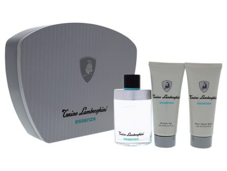 Tonino Lamborghini Essenza by Tonino Lamborghini for Men - 3 Pc Gift Set 4.2oz EDT Spray, 5oz After Shave Balm, 5oz Shower Gel For Sale