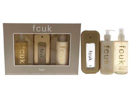 French Connection UK Fcuk by French Connection UK for Women - 3 Pc Gift Set 3.4oz EDT Spray, 8.4oz Fragrance Mist, 8.4oz Body Lotion Sale