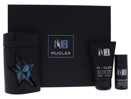 Thierry Mugler Angel Men by Thierry Mugler for Men - 3 Pc Gift Set 3.4oz EDT Rubber Spray, 1.7oz Hair and Body Shampoo, 0.7oz Deodorant Stick For Cheap