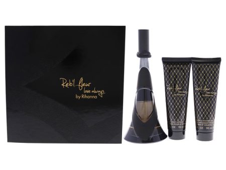 Rihanna Rebl Fleur Love Always by Rihanna for Women - 3 Pc Gift Set 3.4oz EDP Spray, 3oz Body Lotion, 3oz Bath and Shower Gel Sale