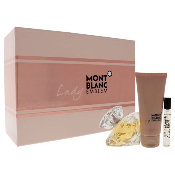 Mont Blanc Mont Blanc Lady Emblem by Mont Blanc for Women - 3 Pc Gift Set 2.5oz EDP Spray, 0.25oz EDP Spray, 3.3oz Perfumed Body Lotion For Sale