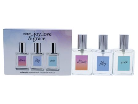 Philosophy Philosophy Trio by Philosophy for Women - 3 Pc Gift Set 0.5oz Live Joyously EDP Spray, 0.5oz Falling in Love EDT Spray, 0.5oz Living Grace EDT Spray on Sale