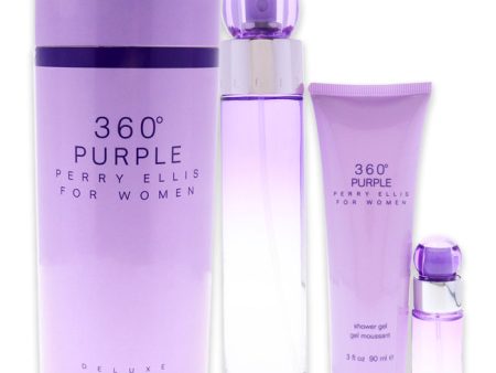 Perry Ellis 360 Purple by Perry Ellis for Women - 3 Pc Gift Set 3.4oz EDP Spray, 0.25oz EDP Spray, 3.0oz Shower Gel Online