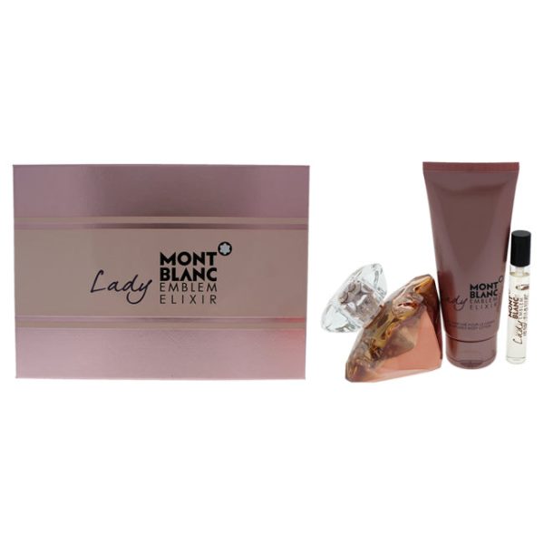 Mont Blanc Mont Blanc Lady Emblem Elixir by Mont Blanc for Women - 3 Pc Gift Set 2.5oz EDP Spray, 7.5ml EDP Spray, 3.3oz Perfumed Body Lotion Hot on Sale