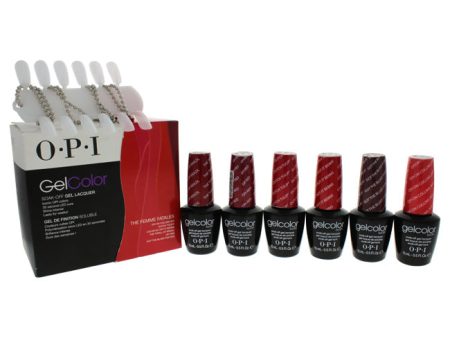 OPI GelColor Soak-Off Gel Lacquer Kit by OPI for Women - 8 Pc Kit 6 x 0.5oz Gel Color - GC L60 Dutch Tulips, GC W52 Got The Blues for Red, GC Z13 Color So Hot It Berns, GC L72 OPI Red, GC A16 The Thrill of Brazil, GC B76 OPI on Collins Ave, 20 Pcs OPI Exp Online