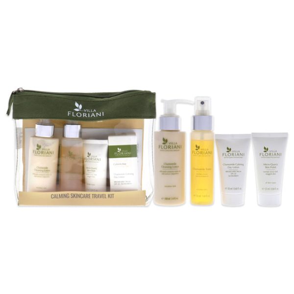 Villa Floriani Calming Skincare Travel Kit by Villa Floriani for Women - 6 Pc 3.4oz Chamomile Cleansing Lotion, 1.69oz Chamomile Toner, 0.68oz Chamomile Calming Day Lotion SPF 20, 0.84oz Micro-Quartz Skin Polish, 0.05oz Advanced Lifting Eye Cream, 0.06oz Online