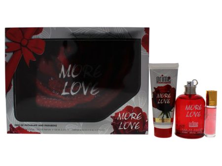 Prime Collection More Love by Prime Collection for Women - 3 Pc Gift Set 3.4oz EDP Spray, 0.27oz Perfume Rollerball, 1.7oz Body Lotion For Discount