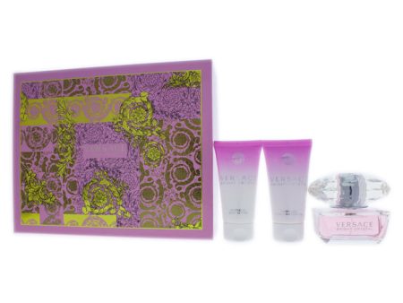 Versace Versace Bright Crystal by Versace for Women - 3 Pc Gift Set 1.7oz EDT Spray, 1.7oz Perfumed Bath and Shower Gel, 1.7oz Body Lotion Supply