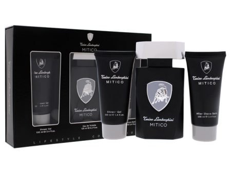 Tonino Lamborghini Mitico by Tonino Lamborghini for Men - 3 Pc Gift Set 4.2oz EDT Spray, 3.4oz Shower Gel, 3.4oz After Shave Balm For Discount