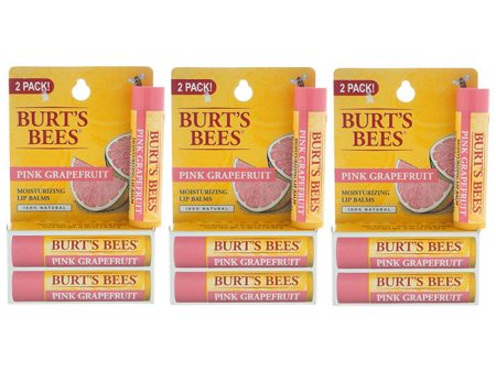 Burts Bees Pink Grapefruit Moisturizing Lip Balm Twin Pack by Burts Bees for Unisex - 2 x 0.15 oz Lip Balm - Pack of 3 Online Sale