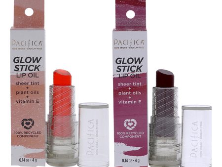 Pacifica Glow Stick Lip Oil Kit by Pacifica for Women - 2 Pc Kit 0.14oz Lip Oil - Crimson Crush, 0.14oz Lip Oil - Pale Sunset Cheap