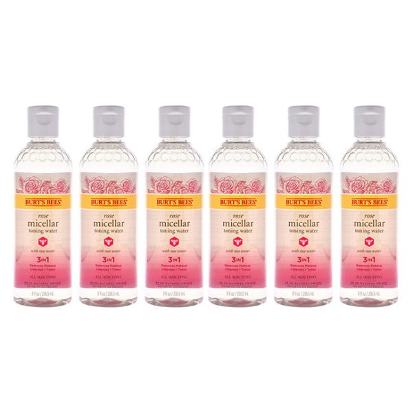 Burts Bees Rose Micellar Toning Water by Burts Bees for Women - 8 oz Toner - Pack of 6 For Sale