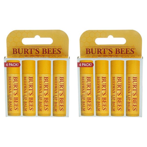 Burts Bees Beeswax Lip Balm Pack by Burts Bees for Unisex - 4 x 0.15 oz Lip Balm - Pack of 2 Online