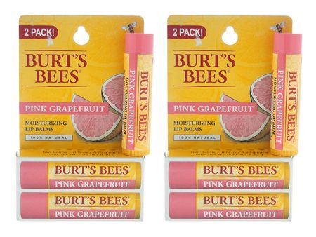 Burts Bees Pink Grapefruit Moisturizing Lip Balm Twin Pack by Burts Bees for Unisex - 2 x 0.15 oz Lip Balm - Pack of 2 For Sale