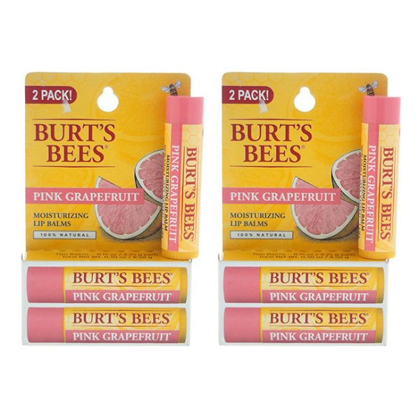 Burts Bees Pink Grapefruit Moisturizing Lip Balm Twin Pack by Burts Bees for Unisex - 2 x 0.15 oz Lip Balm - Pack of 2 For Sale