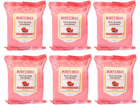 Burts Bees Facial Cleansing Towelettes - Pink Grapefruit by Burts Bees for Unisex - 30 Count Towelettes - Pack of 6 on Sale