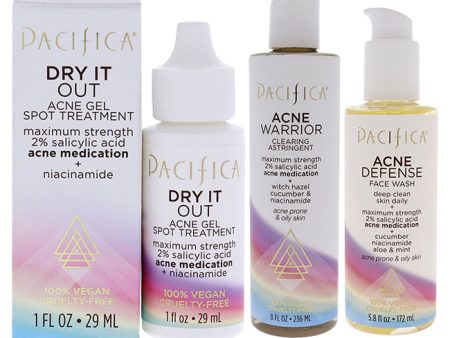 Pacifica Pacific Acne Kit by Pacifica for Unisex - 3 Pc Kit 5.8oz Acne Defense Face Was, 8oz Acne Warrior Clearing Astringent, 1oz Dry It Out Acne Gel Spot Treatment Discount