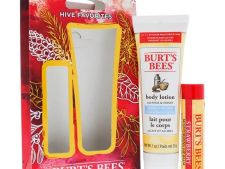 Burts Bees Hive Favorites Strawberry Kit by Burts Bees for Unisex - 2 Pc 0.15oz Strawberry Moisturizing Lip Balm, 1oz Body Lotion with Milk & Honey For Discount